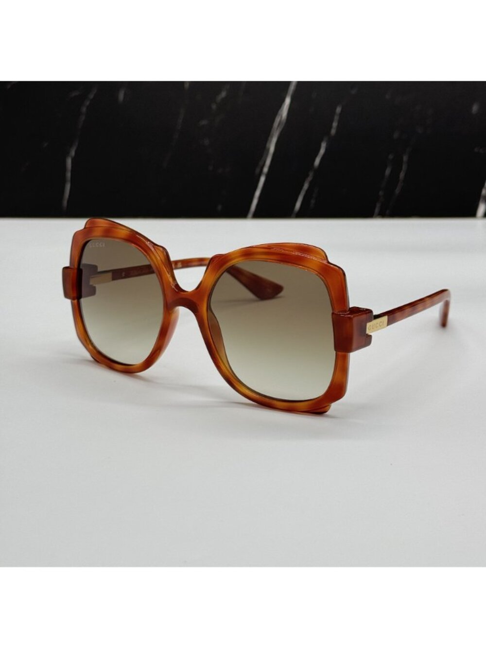 Gucci GG1431S 002 Havana Green Women Oversized Sunglasses Authentic NEW - Picture 3 of 9